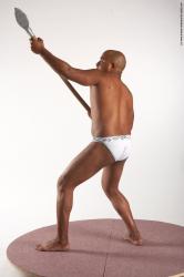 Underwear Fighting with spear Man Black Standing poses - ALL Average Bald Standing poses - simple Academic