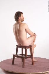 Nude Man White Sitting poses - simple Slim Short Brown Sitting poses - ALL Realistic