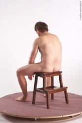 Nude Man White Sitting poses - simple Slim Short Brown Sitting poses - ALL Realistic