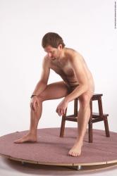 Nude Man White Sitting poses - simple Slim Short Brown Sitting poses - ALL Realistic