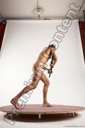 Nude Fighting with submachine gun Man White Standing poses - ALL Athletic Short Brown Standing poses - simple Multi angles poses Realistic