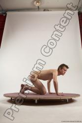 Nude Man White Kneeling poses - ALL Slim Short Brown Kneeling poses - on both knees Multi angles poses Realistic