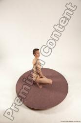 Nude Man White Kneeling poses - ALL Slim Short Brown Kneeling poses - on one knee Multi angles poses Realistic