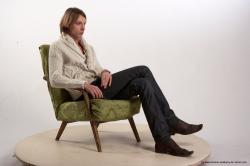 Casual Man White Sitting poses - simple Underweight Medium Brown Sitting poses - ALL Academic