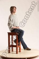 Casual Man White Sitting poses - simple Slim Short Brown Sitting poses - ALL Multi angles poses Academic