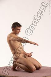 Nude Man White Kneeling poses - ALL Slim Short Brown Kneeling poses - on both knees Multi angles poses Realistic