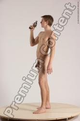 Nude Fighting with gun Man White Standing poses - ALL Athletic Short Brown Standing poses - simple Multi angles poses Realistic