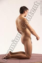 Nude Man White Kneeling poses - ALL Slim Short Brown Kneeling poses - on both knees Multi angles poses Realistic