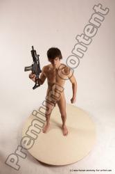 Nude Fighting with submachine gun Man White Standing poses - ALL Slim Short Brown Standing poses - simple Multi angles poses Realistic Fighting poses - ALL