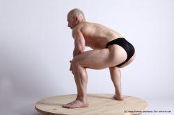 Nude Man White Standing poses - ALL Slim Bald Standing poses - knee-bend Realistic