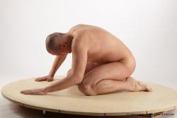 Nude Man White Kneeling poses - ALL Average Short Brown Kneeling poses - on both knees Realistic