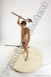 Nude Fighting with axe Man White Standing poses - ALL Athletic Short Brown Standing poses - simple Multi angles poses Realistic