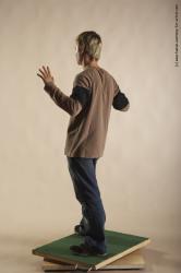 Casual Man White Moving poses Slim Short Blond Academic