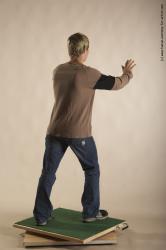 Casual Man White Moving poses Slim Short Blond Academic