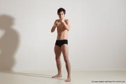 Underwear Martial art Man White Standing poses - ALL Slim Short Brown Standing poses - simple Dynamic poses Academic