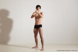 Underwear Martial art Man White Standing poses - ALL Slim Short Brown Standing poses - simple Dynamic poses Academic