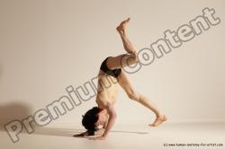 Underwear Gymnastic poses Man White Slim Short Black Dancing Dynamic poses Academic