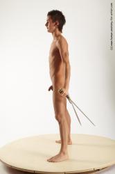 Nude Fighting with sword Man White Standing poses - ALL Athletic Short Brown Standing poses - simple Realistic