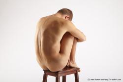 Nude Man White Sitting poses - simple Slim Short Brown Sitting poses - ALL Realistic