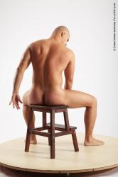 Nude Man White Sitting poses - simple Slim Bald Sitting poses - ALL Realistic