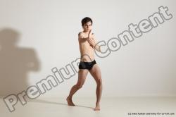 Underwear Martial art Man White Standing poses - ALL Slim Short Brown Standing poses - simple Dynamic poses Academic