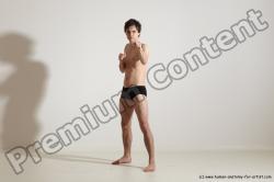 Underwear Martial art Man White Standing poses - ALL Slim Short Brown Standing poses - simple Dynamic poses Academic