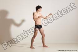 Underwear Martial art Man White Standing poses - ALL Slim Short Brown Standing poses - simple Dynamic poses Academic