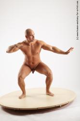 Nude Man White Standing poses - ALL Slim Bald Standing poses - knee-bend Realistic