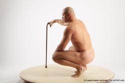 Nude Man White Standing poses - ALL Slim Bald Standing poses - knee-bend Realistic