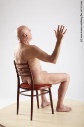 and more Nude Man White Sitting poses - simple Slim Bald Grey Sitting poses - ALL Realistic