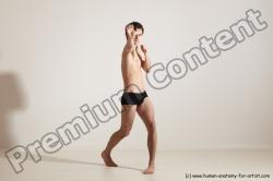 Nude Martial art Man White Standing poses - ALL Slim Short Brown Standing poses - simple Dynamic poses Realistic