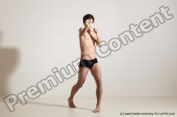 Nude Martial art Man White Standing poses - ALL Slim Short Brown Standing poses - simple Dynamic poses Realistic