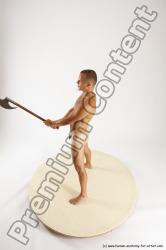 Nude Fighting with axe Man White Standing poses - ALL Slim Short Brown Standing poses - simple Multi angles poses Realistic