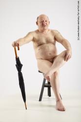 and more Nude Man White Sitting poses - simple Chubby Bald Grey Sitting poses - ALL Realistic