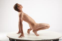 Nude Man White Standing poses - ALL Slim Short Brown Standing poses - knee-bend Realistic