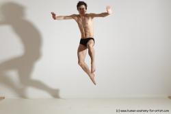 Underwear Martial art Man White Moving poses Slim Short Brown Dynamic poses Academic