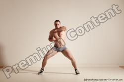 Underwear Martial art Man White Moving poses Slim Short Brown Dynamic poses Academic