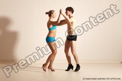 Underwear Woman - Man White Slim Short Brown Dancing Dynamic poses Academic