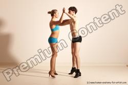 Underwear Woman - Man White Slim Short Brown Dancing Dynamic poses Academic