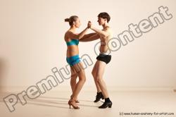 Underwear Woman - Man White Slim Short Brown Dancing Dynamic poses Academic