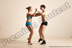 Underwear Woman - Man White Slim Short Brown Dancing Dynamic poses Academic