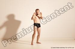 Underwear Martial art Man White Moving poses Athletic Short Brown Dynamic poses Academic