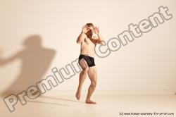 Underwear Martial art Man White Moving poses Athletic Short Brown Dynamic poses Academic