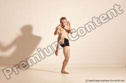 Underwear Martial art Man White Moving poses Athletic Short Brown Dynamic poses Academic