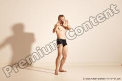 Underwear Martial art Man White Moving poses Athletic Short Brown Dynamic poses Academic