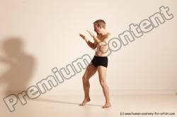 Underwear Martial art Man White Moving poses Athletic Short Brown Dynamic poses Academic