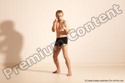 Underwear Martial art Man White Moving poses Slim Short Blond Dynamic poses Academic