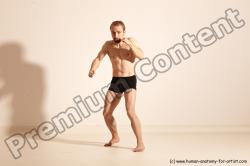 Underwear Martial art Man White Moving poses Slim Short Blond Dynamic poses Academic