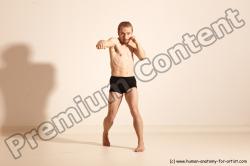 Underwear Martial art Man White Moving poses Slim Short Blond Dynamic poses Academic