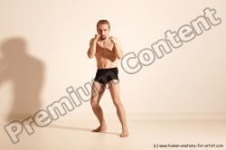 Underwear Martial art Man White Moving poses Slim Short Blond Dynamic poses Academic